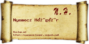 Nyemecz Hágár névjegykártya